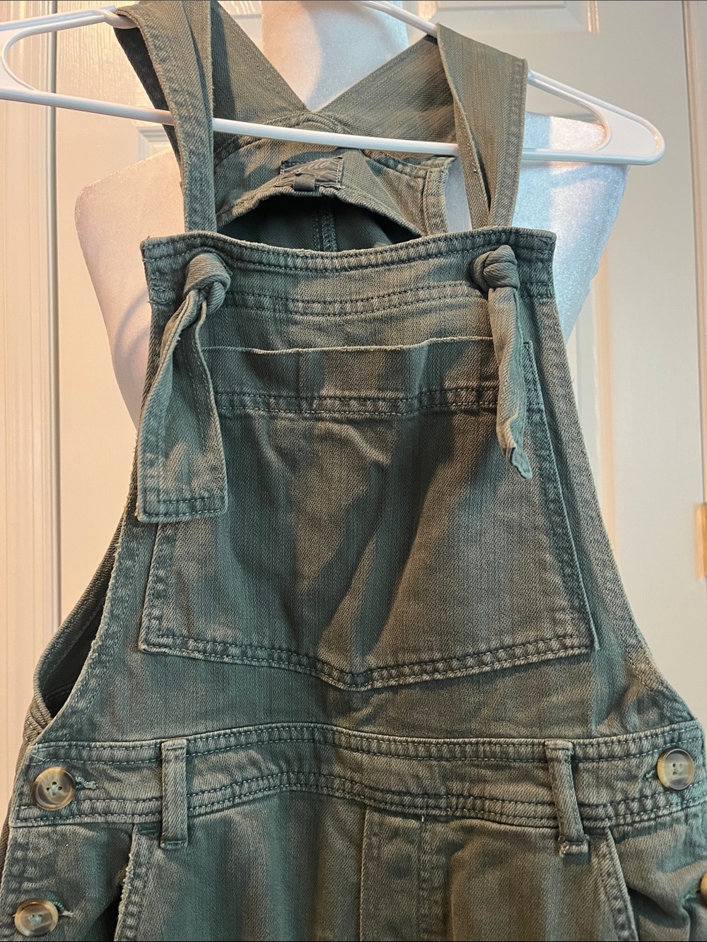 aerie Olive Green Wide-Leg Overalls - Picture 3 of 6